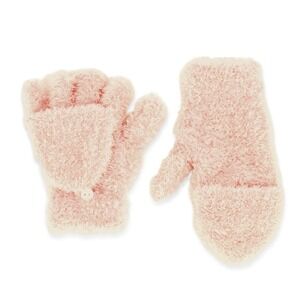 New Fashion Nova Fuzzy Flip Top‎ Gloves Mittens Pink Button Fingerless